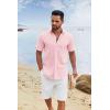imageCOOFANDY Mens Button Down Shirts Short Sleeve Casual Cotton Shirts Summer Beach Wedding ShirtsLight Pink
