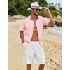 imageCOOFANDY Mens Button Down Shirts Short Sleeve Casual Cotton Shirts Summer Beach Wedding ShirtsLight Pink