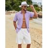 imageCOOFANDY Mens Button Down Shirts Short Sleeve Casual Cotton Shirts Summer Beach Wedding ShirtsLight Purple