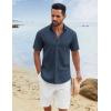 imageCOOFANDY Mens Button Down Shirts Short Sleeve Casual Cotton Shirts Summer Beach Wedding ShirtsNavy Blue