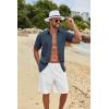 imageCOOFANDY Mens Button Down Shirts Short Sleeve Casual Cotton Shirts Summer Beach Wedding ShirtsNavy Blue