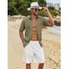 imageCOOFANDY Mens Button Down Shirts Short Sleeve Casual Cotton Shirts Summer Beach Wedding ShirtsOlive Green