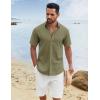 imageCOOFANDY Mens Button Down Shirts Short Sleeve Casual Cotton Shirts Summer Beach Wedding ShirtsOlive Green