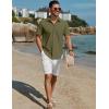 imageCOOFANDY Mens Button Down Short Sleeve Shirts Casual Cotton Shirts Summer Beach Shirt with PocketArmy Green