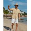 imageCOOFANDY Mens Button Down Short Sleeve Shirts Casual Cotton Shirts Summer Beach Shirt with PocketLight Khaki
