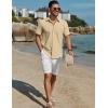 imageCOOFANDY Mens Button Down Short Sleeve Shirts Casual Cotton Shirts Summer Beach Shirt with PocketLight Khaki