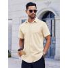imageCOOFANDY Mens Casual Button Down Shirts Short Sleeve Summer Untucked Dress Shirt with PocketBeige