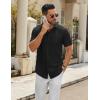 imageCOOFANDY Mens Casual Button Down Shirts Short Sleeve Summer Untucked Dress Shirt with PocketBlack