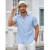 imageCOOFANDY Mens Casual Button Down Shirts Short Sleeve Summer Untucked Dress Shirt with PocketBlue