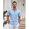 imageCOOFANDY Mens Casual Button Down Shirts Short Sleeve Summer Untucked Dress Shirt with PocketBlue