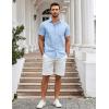 imageCOOFANDY Mens Casual Button Down Shirts Short Sleeve Summer Untucked Dress Shirt with PocketBlue