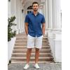 imageCOOFANDY Mens Casual Button Down Shirts Short Sleeve Summer Untucked Dress Shirt with PocketDeep Blue