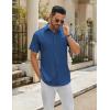 imageCOOFANDY Mens Casual Button Down Shirts Short Sleeve Summer Untucked Dress Shirt with PocketDeep Blue
