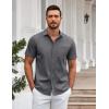imageCOOFANDY Mens Casual Button Down Shirts Short Sleeve Summer Untucked Dress Shirt with PocketDeep Grey