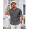 imageCOOFANDY Mens Casual Button Down Shirts Short Sleeve Summer Untucked Dress Shirt with PocketDeep Grey