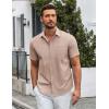 imageCOOFANDY Mens Casual Button Down Shirts Short Sleeve Summer Untucked Dress Shirt with PocketKhaki