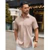 imageCOOFANDY Mens Casual Button Down Shirts Short Sleeve Summer Untucked Dress Shirt with PocketKhaki