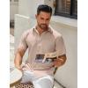 imageCOOFANDY Mens Casual Button Down Shirts Short Sleeve Summer Untucked Dress Shirt with PocketKhaki