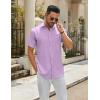imageCOOFANDY Mens Casual Button Down Shirts Short Sleeve Summer Untucked Dress Shirt with PocketLavender