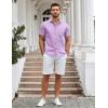 imageCOOFANDY Mens Casual Button Down Shirts Short Sleeve Summer Untucked Dress Shirt with PocketLavender