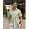 imageCOOFANDY Mens Casual Button Down Shirts Short Sleeve Summer Untucked Dress Shirt with PocketLight Green