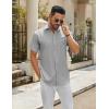 imageCOOFANDY Mens Casual Button Down Shirts Short Sleeve Summer Untucked Dress Shirt with PocketLight Grey
