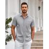 imageCOOFANDY Mens Casual Button Down Shirts Short Sleeve Summer Untucked Dress Shirt with PocketLight Grey