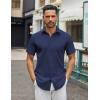 imageCOOFANDY Mens Casual Button Down Shirts Short Sleeve Summer Untucked Dress Shirt with PocketNavy Blue