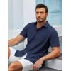 imageCOOFANDY Mens Casual Button Down Shirts Short Sleeve Summer Untucked Dress Shirt with PocketNavy Blue