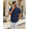 imageCOOFANDY Mens Casual Button Down Shirts Short Sleeve Summer Untucked Dress Shirt with PocketNavy Blue