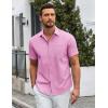 imageCOOFANDY Mens Casual Button Down Shirts Short Sleeve Summer Untucked Dress Shirt with PocketPink