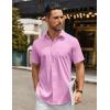 imageCOOFANDY Mens Casual Button Down Shirts Short Sleeve Summer Untucked Dress Shirt with PocketPink
