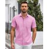 imageCOOFANDY Mens Casual Button Down Shirts Short Sleeve Summer Untucked Dress Shirt with PocketPink