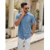 imageCOOFANDY Mens Casual Button Down Shirts Short Sleeve Summer Untucked Dress Shirt with PocketSlate Blue