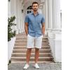 imageCOOFANDY Mens Casual Button Down Shirts Short Sleeve Summer Untucked Dress Shirt with PocketSlate Blue