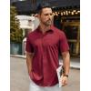 imageCOOFANDY Mens Casual Button Down Shirts Short Sleeve Summer Untucked Dress Shirt with PocketWine Red