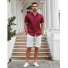 imageCOOFANDY Mens Casual Button Down Shirts Short Sleeve Summer Untucked Dress Shirt with PocketWine Red