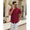imageCOOFANDY Mens Casual Button Down Shirts Short Sleeve Summer Untucked Dress Shirt with PocketWine Red