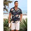 imageCOOFANDY Mens Hawaiian Shirts Short Sleeve Casual Button Down Beach Vacation Summer ShirtBlackapricot Bloom