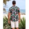 imageCOOFANDY Mens Hawaiian Shirts Short Sleeve Casual Button Down Beach Vacation Summer ShirtBlackgreen Leaf