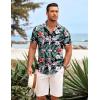 imageCOOFANDY Mens Hawaiian Shirts Short Sleeve Casual Button Down Beach Vacation Summer ShirtBlackgreen Leaf