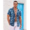imageCOOFANDY Mens Hawaiian Shirts Short Sleeve Casual Button Down Beach Vacation Summer ShirtBlue Leaf