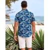 imageCOOFANDY Mens Hawaiian Shirts Short Sleeve Casual Button Down Beach Vacation Summer ShirtBlue Leaf