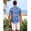 imageCOOFANDY Mens Hawaiian Shirts Short Sleeve Casual Button Down Beach Vacation Summer ShirtBluewhite Leaf