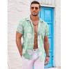 imageCOOFANDY Mens Hawaiian Shirts Short Sleeve Casual Button Down Beach Vacation Summer ShirtGreenpalm Leave