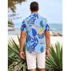 imageCOOFANDY Mens Hawaiian Shirts Short Sleeve Casual Button Down Beach Vacation Summer ShirtLight Bluepalm Leaf