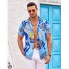 imageCOOFANDY Mens Hawaiian Shirts Short Sleeve Casual Button Down Beach Vacation Summer ShirtLight Bluepalm Leaf