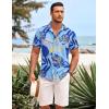 imageCOOFANDY Mens Hawaiian Shirts Short Sleeve Casual Button Down Beach Vacation Summer ShirtLight Bluepalm Leaf