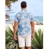 imageCOOFANDY Mens Hawaiian Shirts Short Sleeve Casual Button Down Beach Vacation Summer ShirtLight Bluewhite Palm Leaf