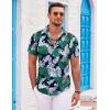 imageCOOFANDY Mens Hawaiian Shirts Short Sleeve Casual Button Down Beach Vacation Summer ShirtNavy Bluegreen White Leaf
